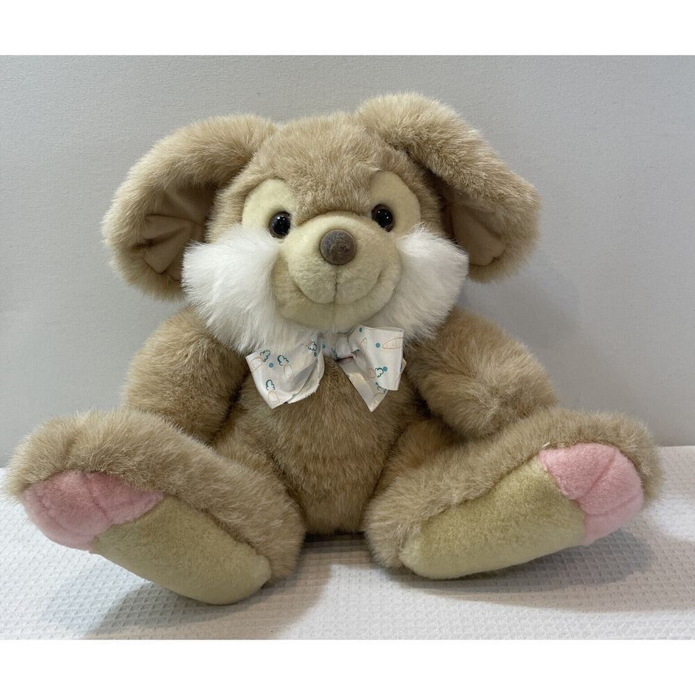 Soft Dreams Bunny Rabbit Stuffed Plush Brown Pink 10” Tall Sitting